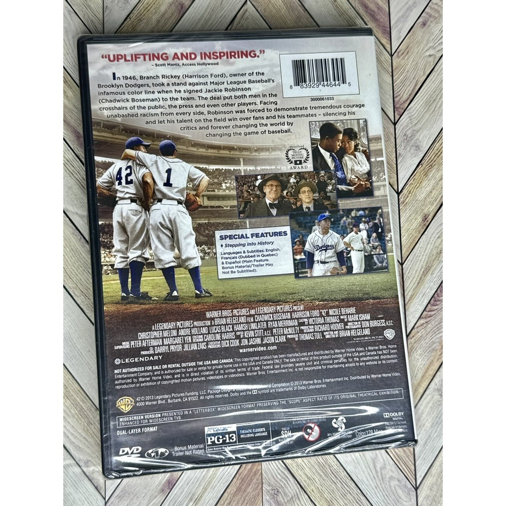 New Sealed 42 The Jackie Robinson Story DVD Movie Chadwick Boseman Warner Bros - Picture 2 of 2